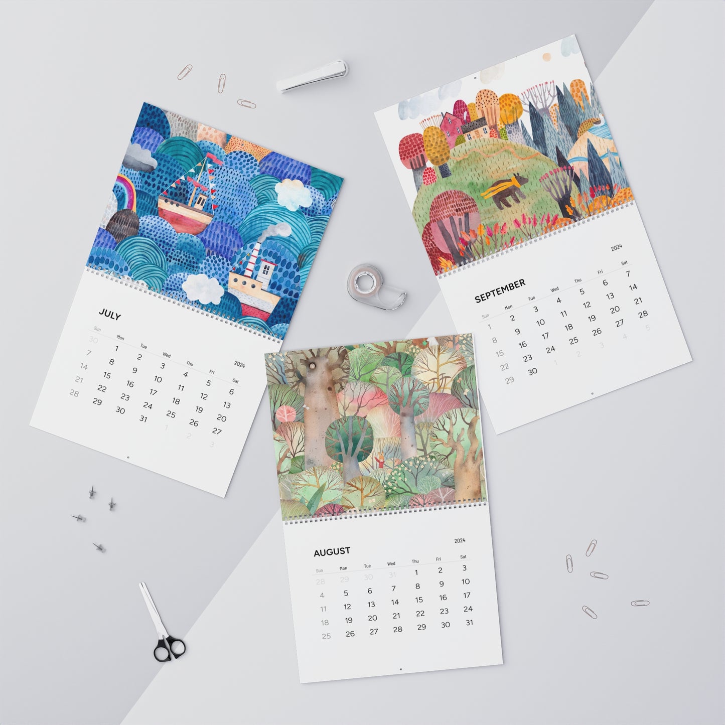 Watercolor Seasons Wall Calendars (2024)